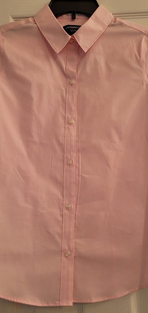 Pink button down long sleeve blouse